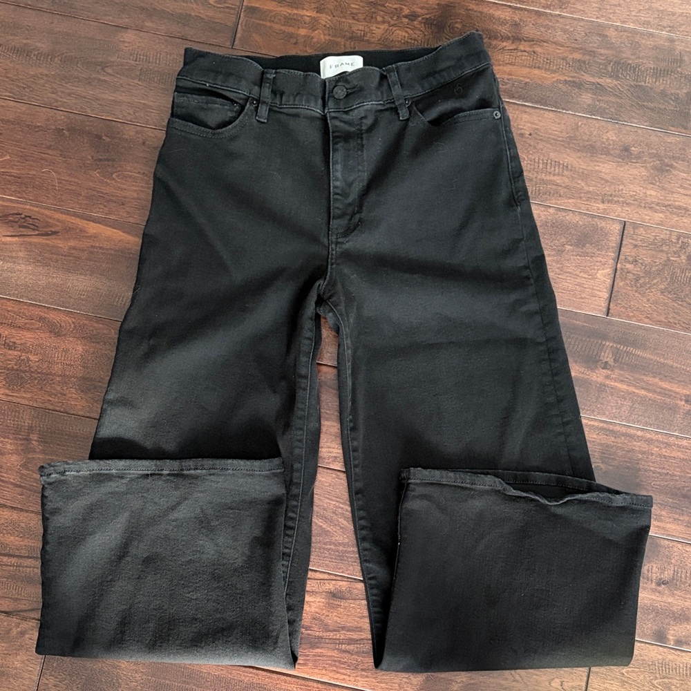 FRAME Le Pixie Slim Palazzo Black Jean - size 30